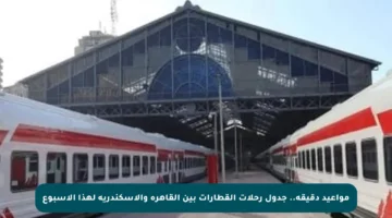 مواعيد دقيقة.. جدول رحلات القطارات بين القاهرة والإسكندرية لهذا الأسبوع